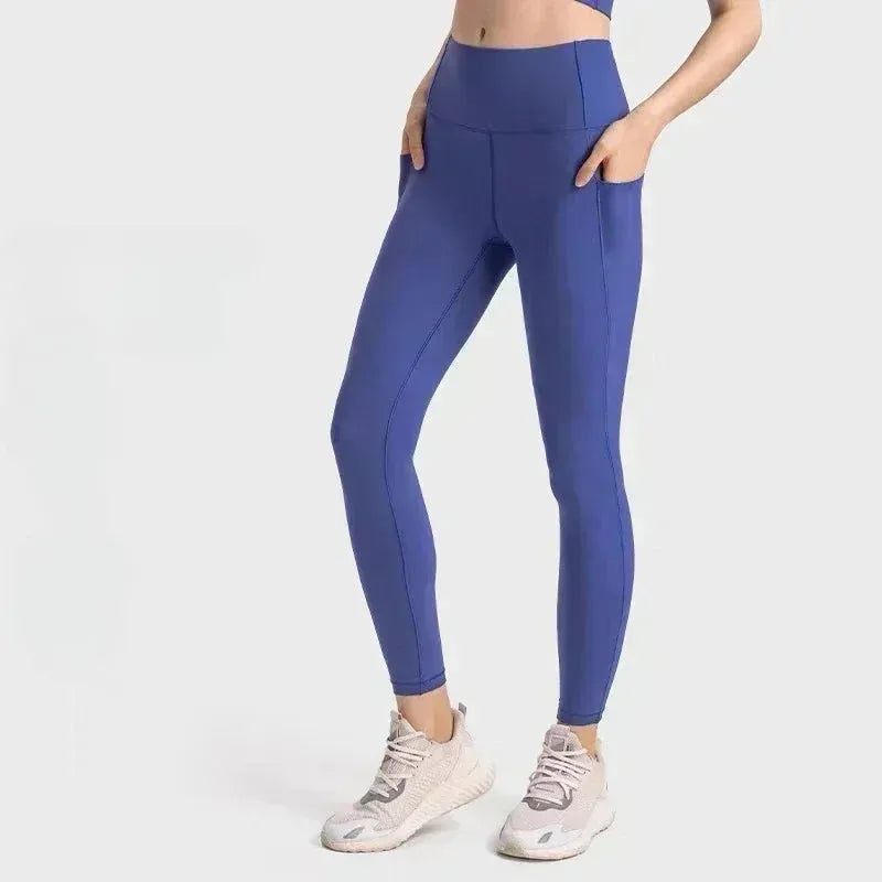 High Waist Yoga Pants with Pockets - Lemon Align Hip Lift Gym Leggings for Women | Nude Fabric Workout Tights for Running, Fitness & Sports | Perfect for Yoga, Gym & Active Lifestyle