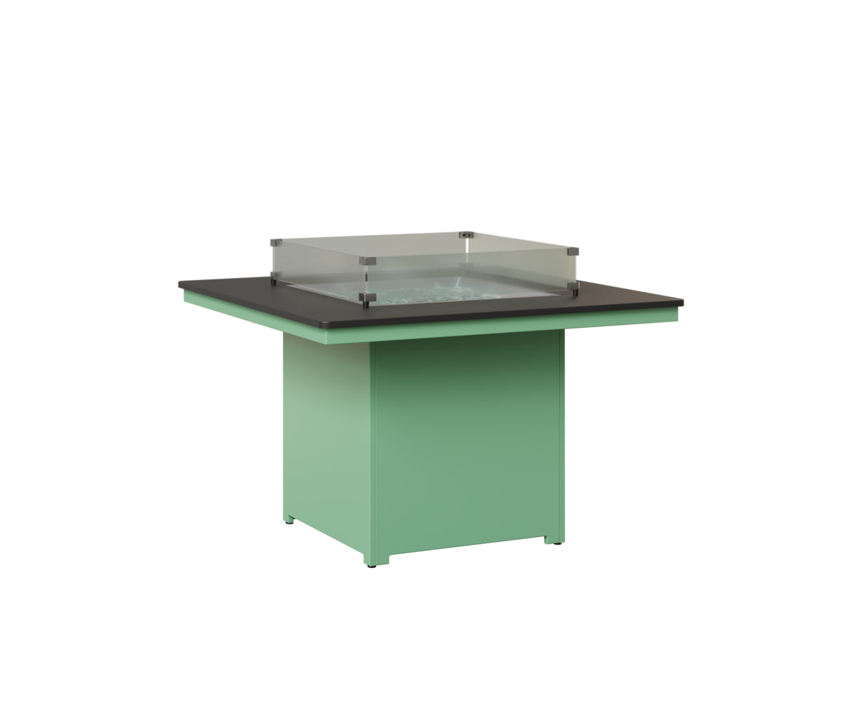 Berlin Gardens Numa Square Fire Pit Table - Outdoor Patio Dining Set with Glass Wind Guard - Perfect for Backyard Gatherings, Campfires & Entertaining Guests