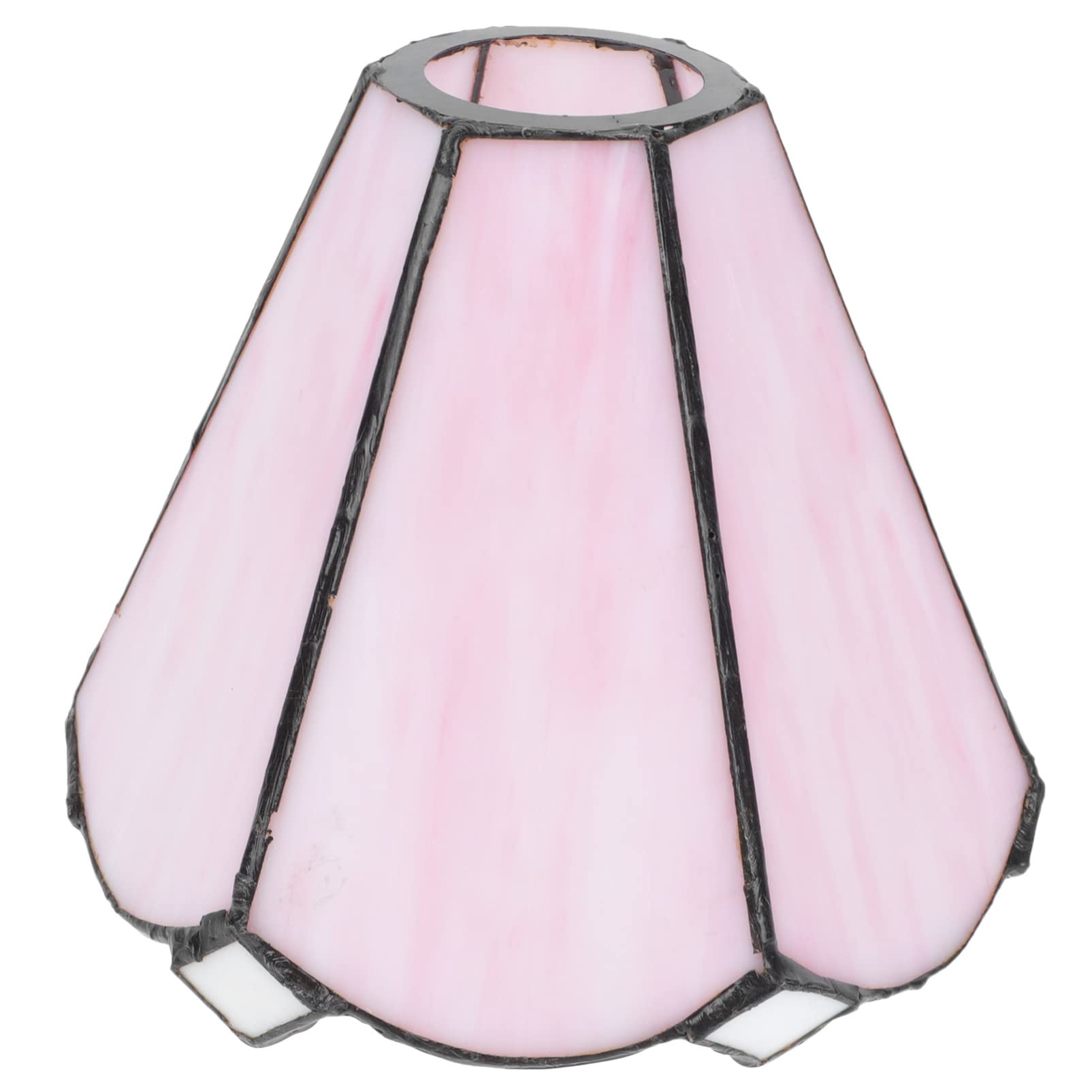 Vintage Pink Stained Glass Lamp Shade - Bell Spider Chandelier Cover for Table & Floor Lamps - Decorative Home Lighting Fixture for Living Room, Bedroom & Dining Room Decor