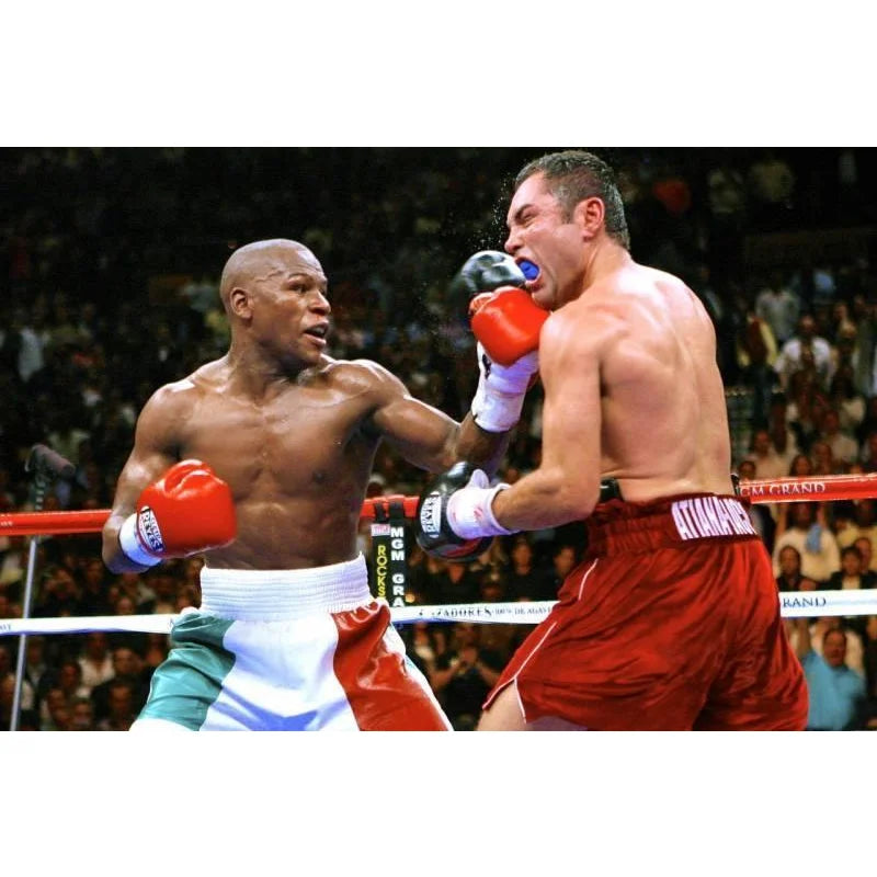 Floyd Mayweather Jr Signed vs. Oscar De La Hoya Boxing Trunks #D/50 with JSA COA - Authentic Collectible Memorabilia for Boxing Fans & Sports Enthusiasts