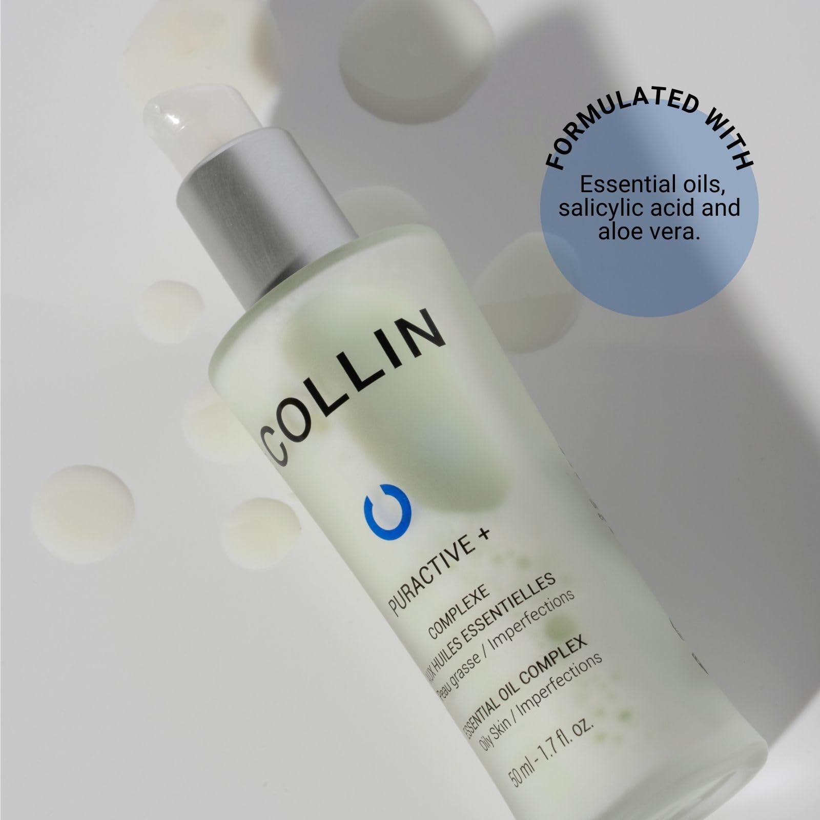 G.M. COLLIN Puractive+ Essential Oil Complex with Salicylic Acid - Anti-Acne Face Serum for Oily & Blemish-Prone Skin - Reduces Breakouts & Pore Size - Perfect for Daily Skincare Routine & Post-Workout Care