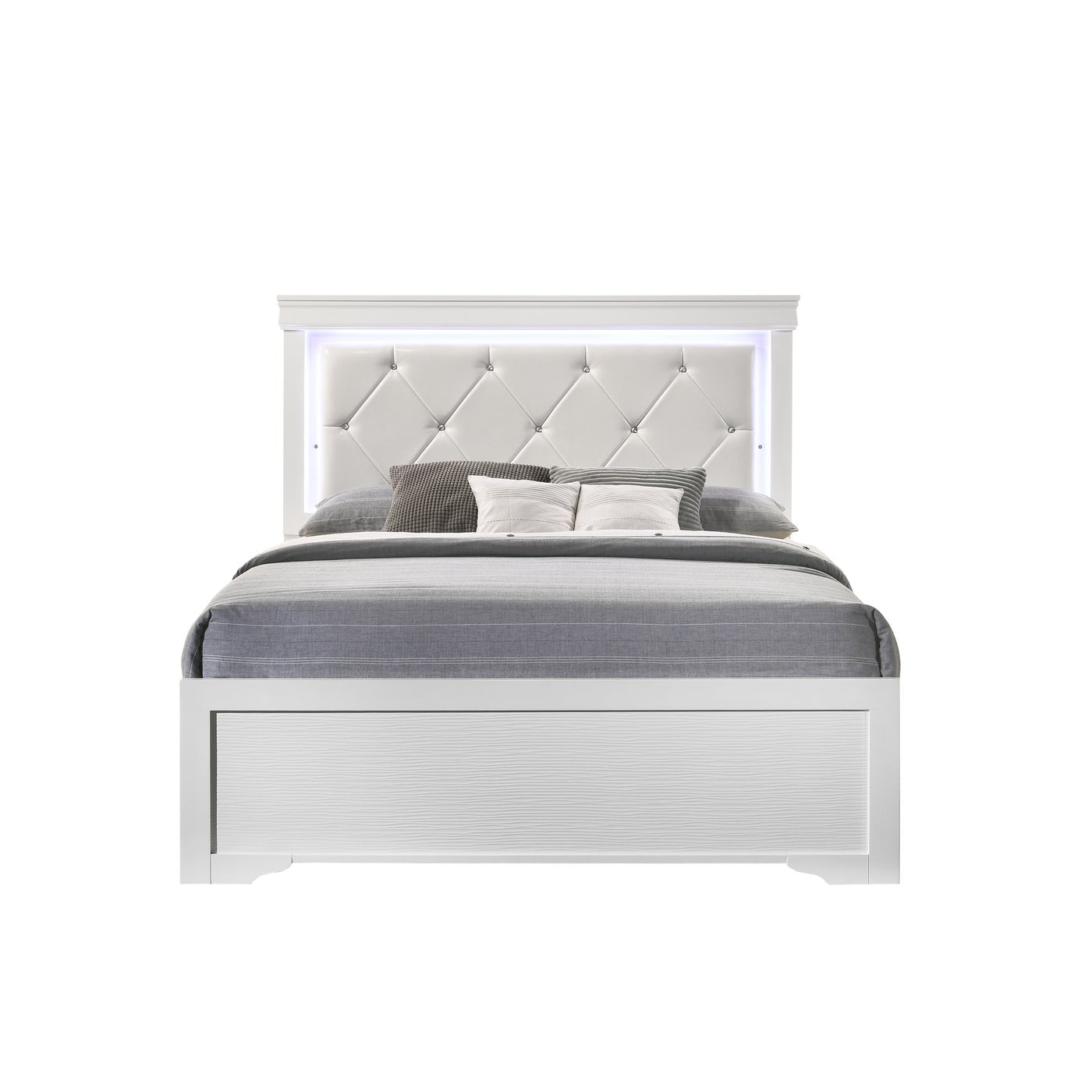 Brooklyn White Collection King Platform Bed Frame - Modern Minimalist Wooden Bed with Sturdy Support for Master Bedroom & Guest Room