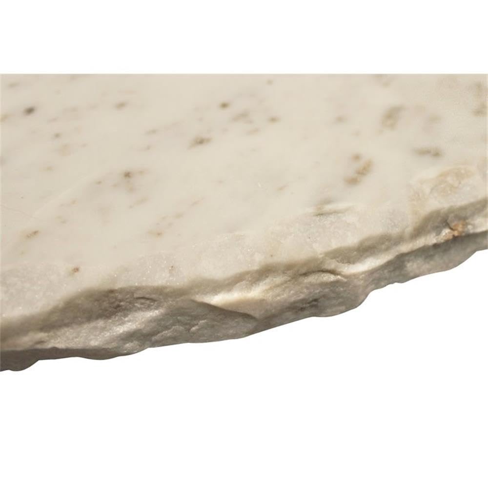 Adair White Marble Coffee Table with Cast Iron Base - Modern Living Room Centerpiece for Home Decor