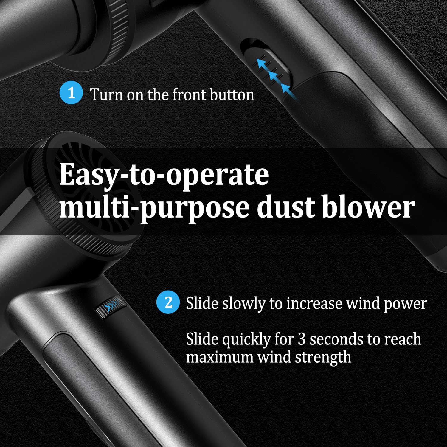 Electric Air Duster for Computer Cleaning - Reusable Cordless Air Blower for Keyboard, Laptop, Car, BBQ, Crumbs & Pet Hair - Adjustable Speed Compressed Air Can Alternative - Perfect for Home, Office & Electronics Maintenance