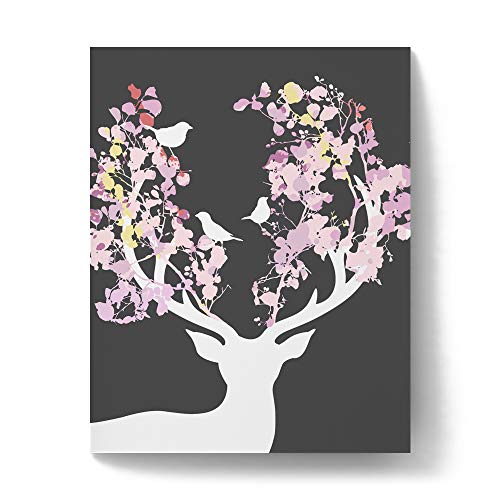 Floral Deer Art Print - Deer Silhouette Wall Decor - Woodland Nursery Wall Art - 8x10 Inches - Perfect for Baby Room, Kids Bedroom & Nature-Themed Home Decor