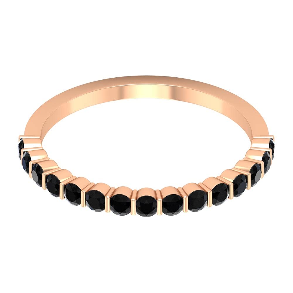 Black Spinel Half Eternity Ring - 14K Solid Gold August Birthstone Jewelry for Women, Perfect for Anniversary, Birthday Gifts & Special Occasions
