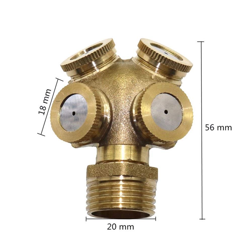 4 Hole Adjustable Brass Garden Sprinkler Nozzle - Black | Heavy Duty Misting Sprayer for Lawn Irrigation, Yard Watering & Plant Care | Perfect for Home Gardens, Flower Beds & Vegetable Patches