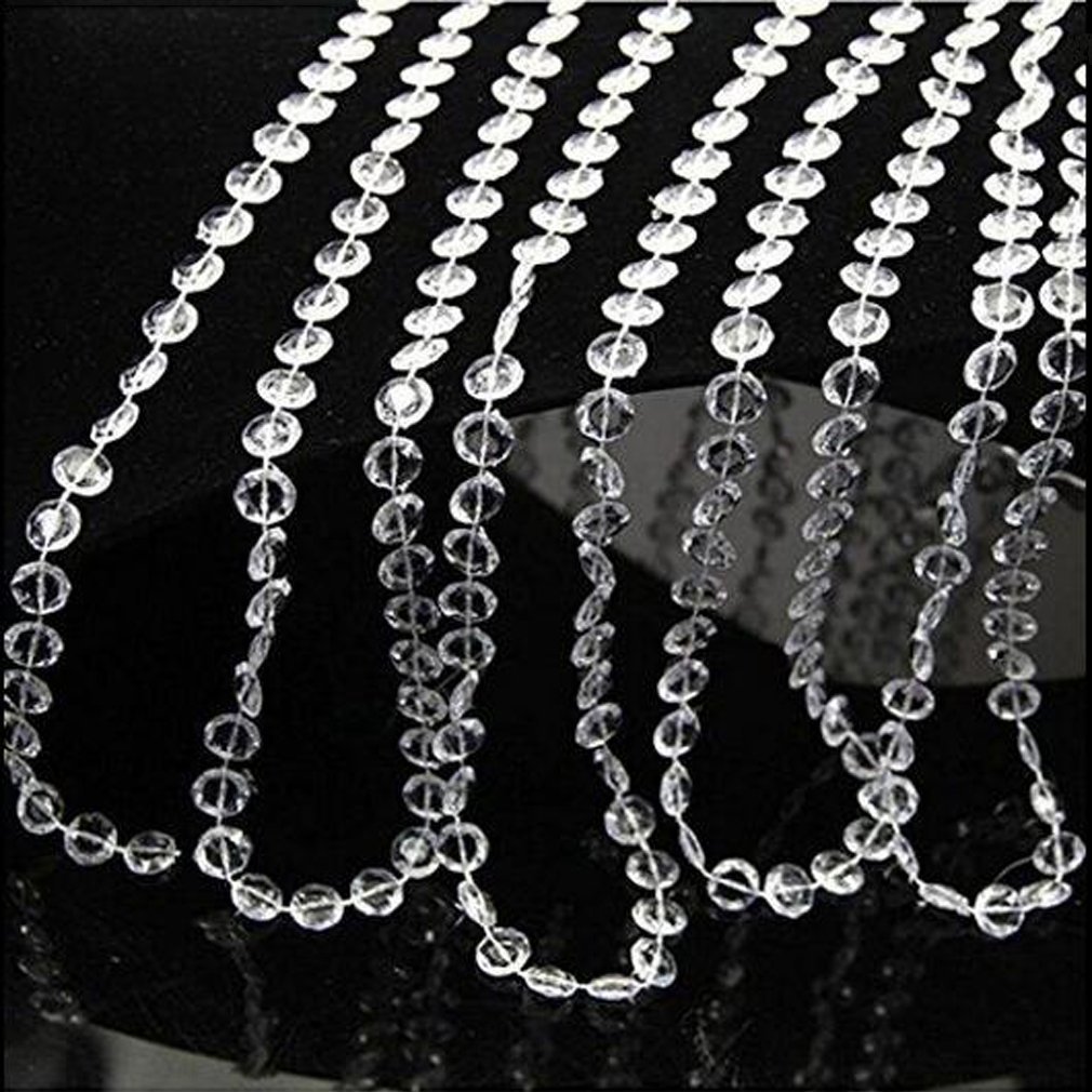99 ft DIY Acrylic Crystal Beads Garland Strand - Clear Diamond Wedding Decor, Christmas Tree Ornaments, Chandelier & Centerpiece Home Decoration | Perfect for Party, Holiday & Event Decorations