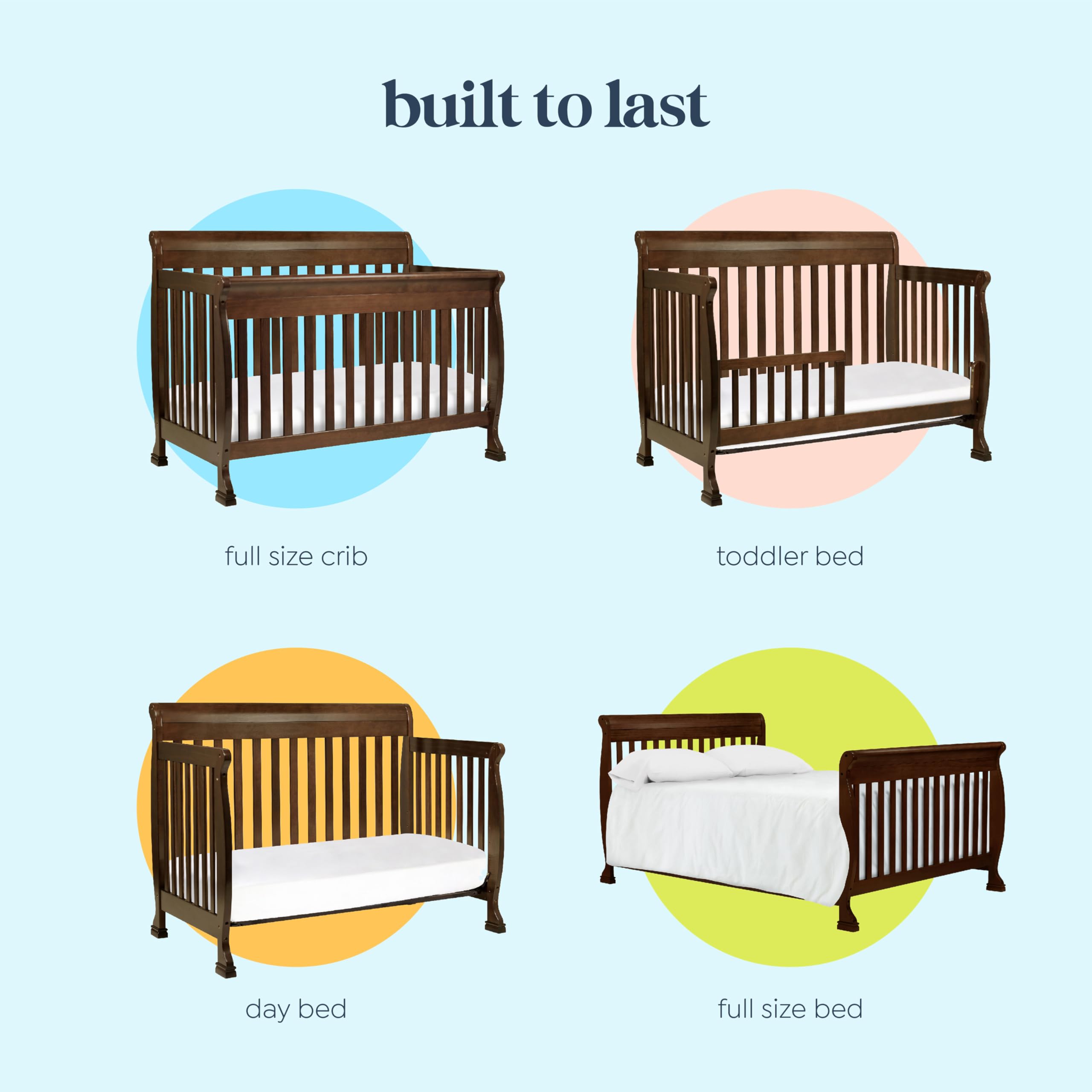 DaVinci Kalani 4-in-1 Convertible Crib - Toddler Bed & Full Bed - GREENGUARD Gold Certified - Safe Nursery for Baby