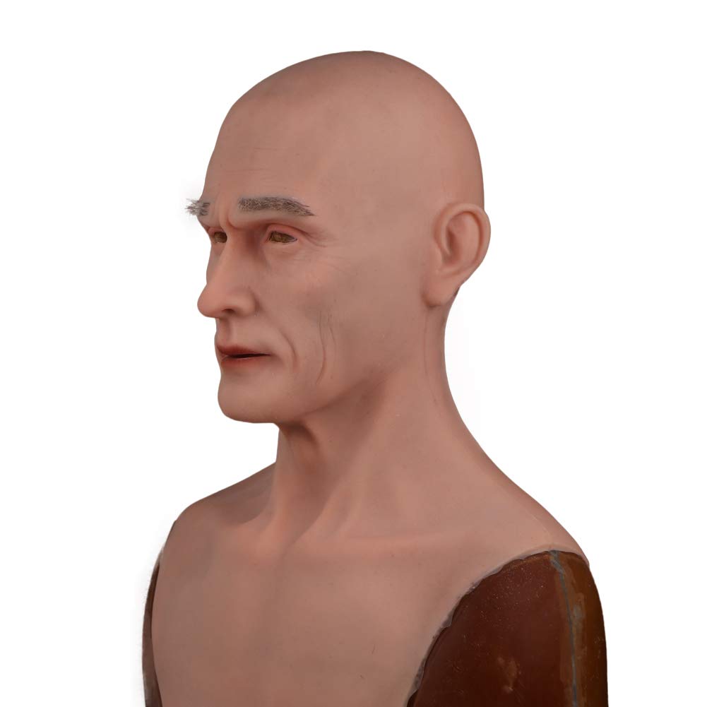 Realistic Old Man Silicone Mask for Halloween Cosplay & Costume Parties - Handmade Latex Prosthetic for Theatrical Makeup & Scary Costume Accessories