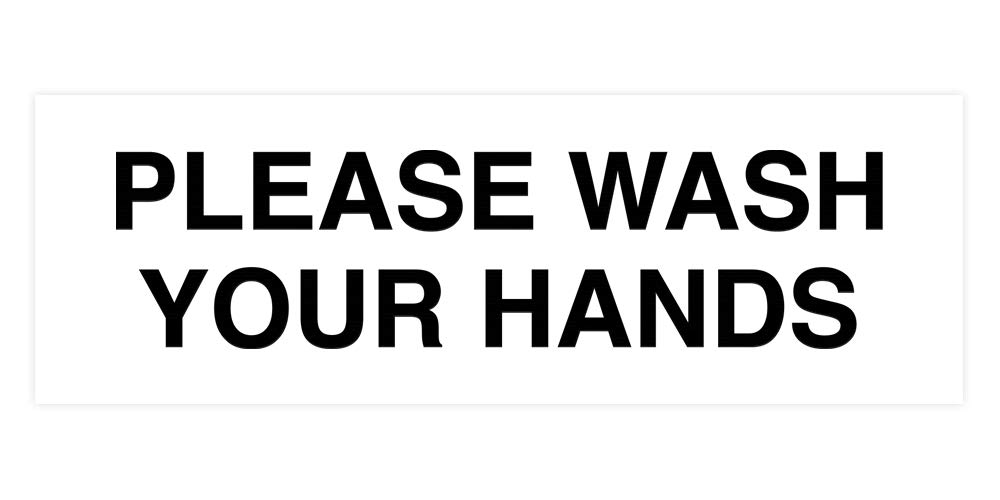 ByLITA Basic Please Wash Your Hands Sign - Large White Bathroom Sign for Restaurants, Hospitals & Home Hygiene