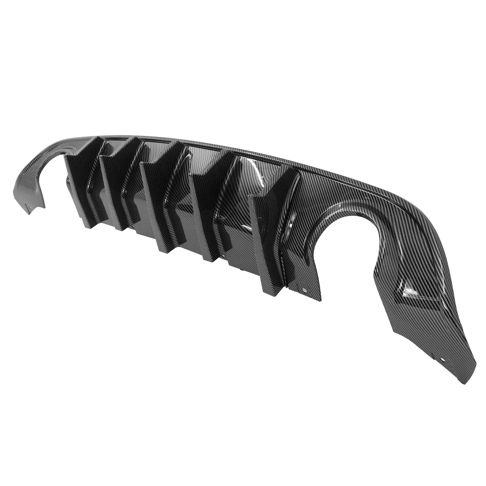 IKON MOTORSPORTS V2 Style Rear Bumper Diffuser - Carbon Fiber Print PP Lip Shark Fins for 2015-2023 Dodge Charger | Aggressive Styling Upgrade for Street Racing & Car Shows