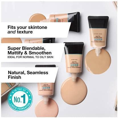 Fit Me Matte+Poreless Liquid Foundation with Beauty Blender Sponge - Oil-Free Full Coverage Makeup for Oily Skin | Perfect for Everyday Wear & Professional Makeup Application