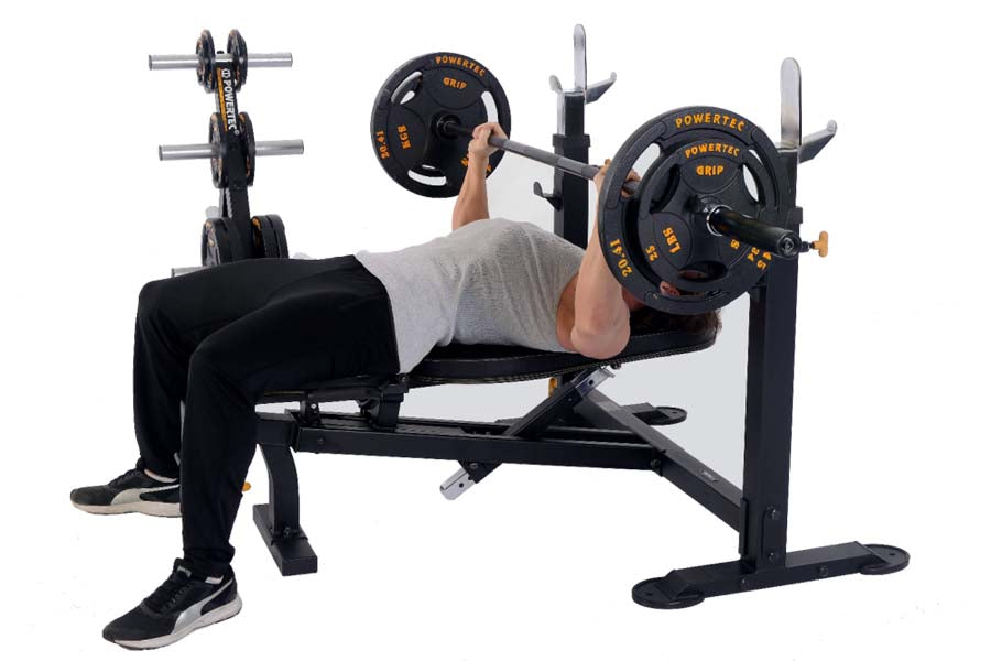 Powertec Workbench Olympic Bench - Heavy Duty Weight Bench for Home Gym Strength Training - Perfect for Powerlifting, Bodybuilding & CrossFit Workouts