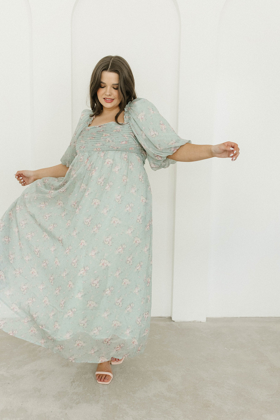 Melody Maxi Dress - Turquoise Floral Print, Bump Friendly & Inclusive Sizing (S-3XL) | Perfect for Maternity, Beach Vacations & Summer Weddings