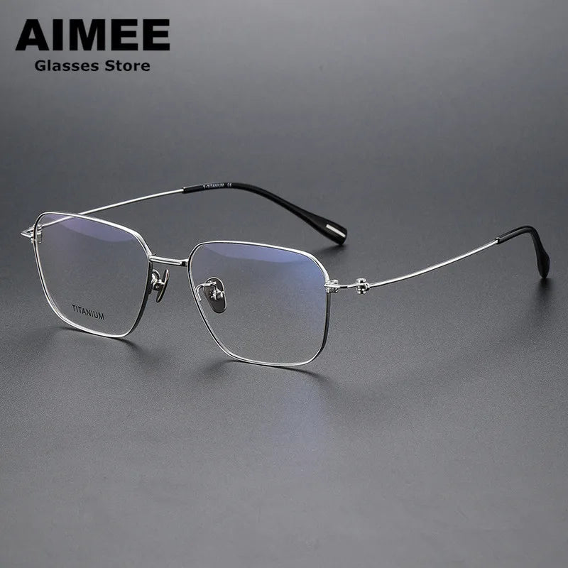 Aimee Unisex Full Rim Square Polygon Titanium Eyeglasses 80914 | Lightweight Durable Frame for Men & Women | Perfect for Reading, Working & Fashion Accessories