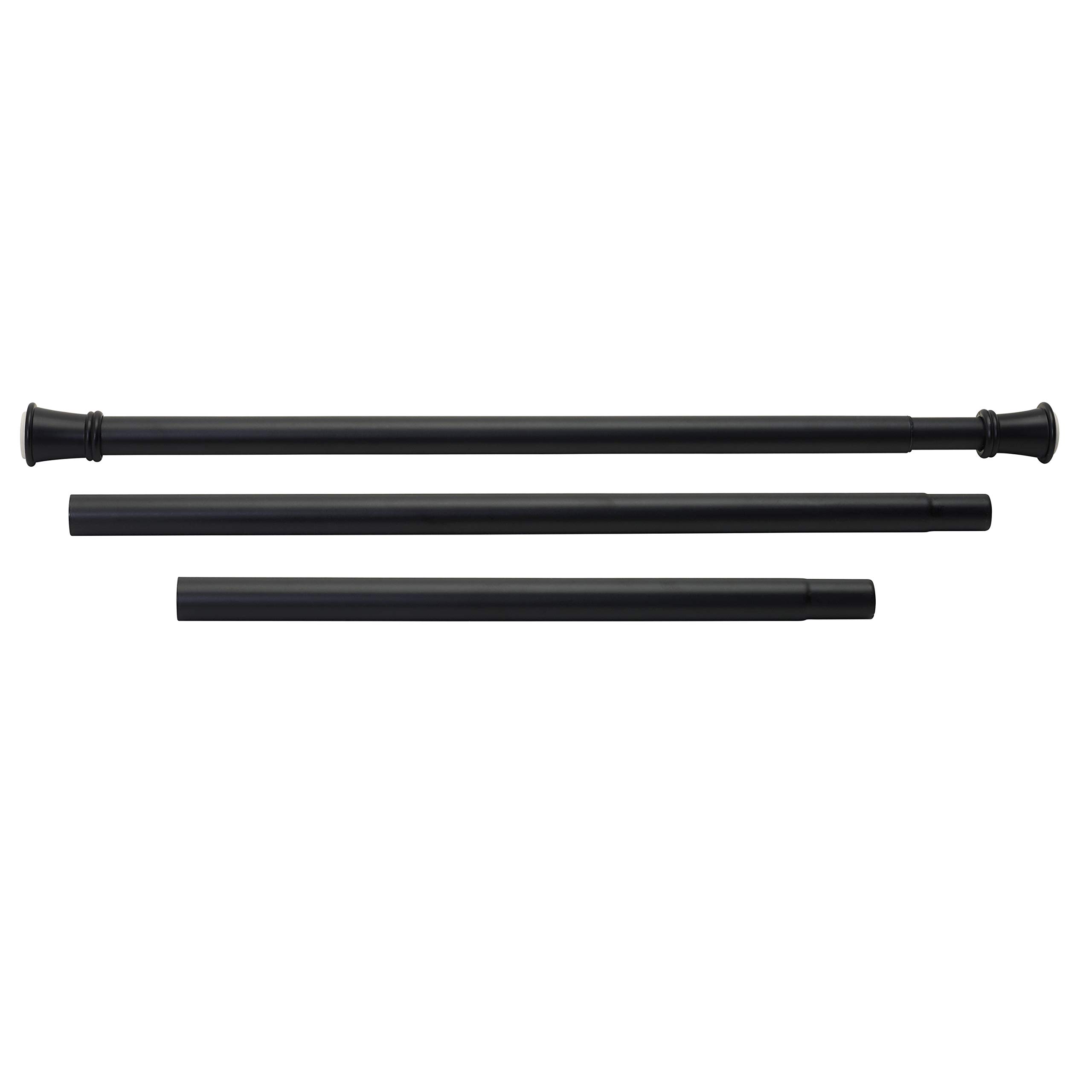 Premium Adjustable Tension Shower Curtain Rod 26-76 Inches - Matte Black No-Drill Bathroom Installation - Rust-Resistant Spring Pole for Showers & Bathtubs - Perfect for Apartments, Rentals & Small Spaces