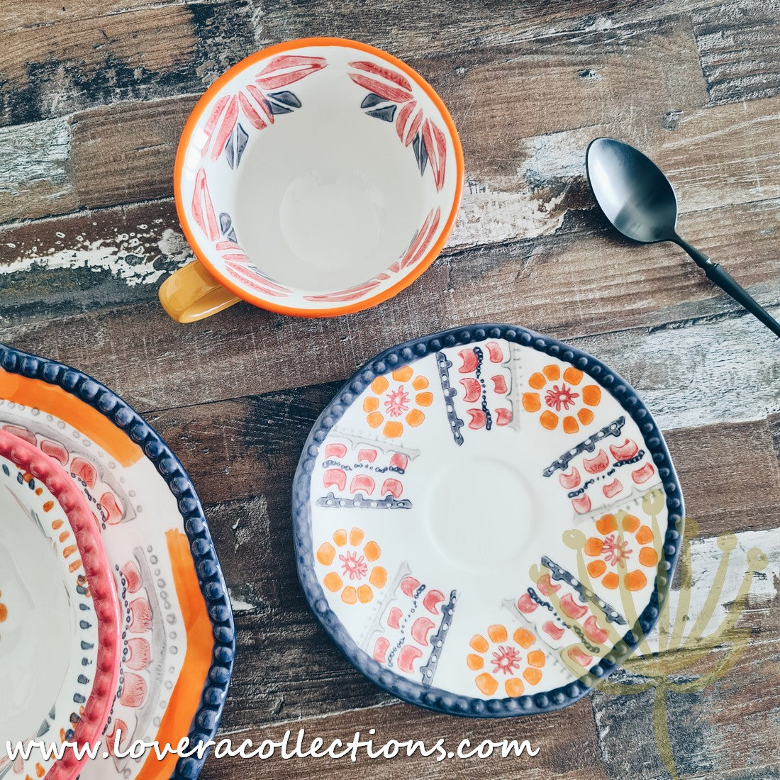 Afrocentric Orange Dinnerware Set - Elegant Ceramic Plates & Bowls for African-Themed Dining - Perfect for Family Dinners, Cultural Events & Restaurant Decor