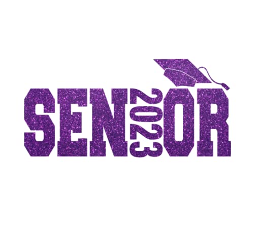 2023 Graduation Iron On Decal - Senior Class Shirt Transfer Patch for DIY Crafts, Graduation Cap Decorations | Custom Size & Color Options | Quick 5-Minute Application (Purple Glitter) | Perfect for Graduation Parties, School Events & Personalized Gifts