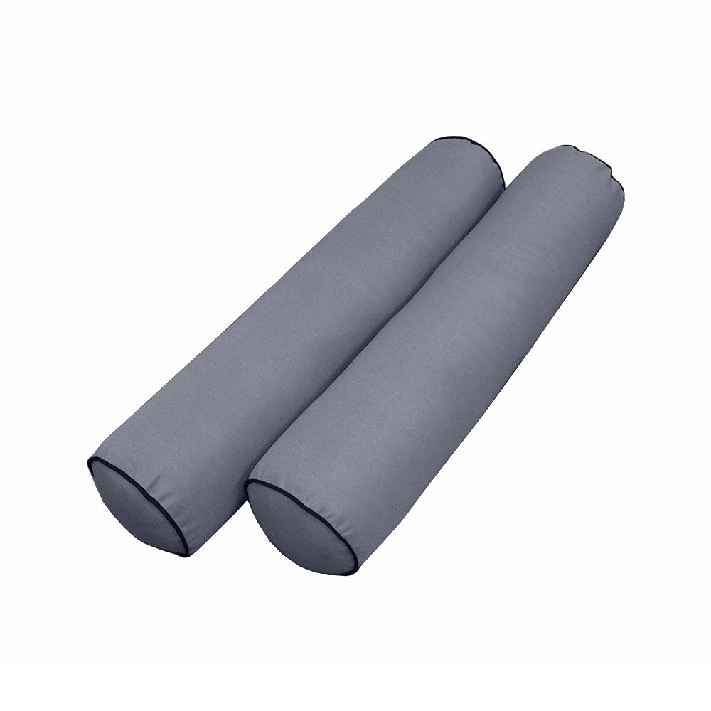 Prolinemax Style5 3-Piece Crib Size Outdoor Daybed Set - Contrast Pipe Trim Mattress Bolster Pillow with Fitted Slipcover (AD001) | Perfect for Patio, Poolside & Garden Relaxation