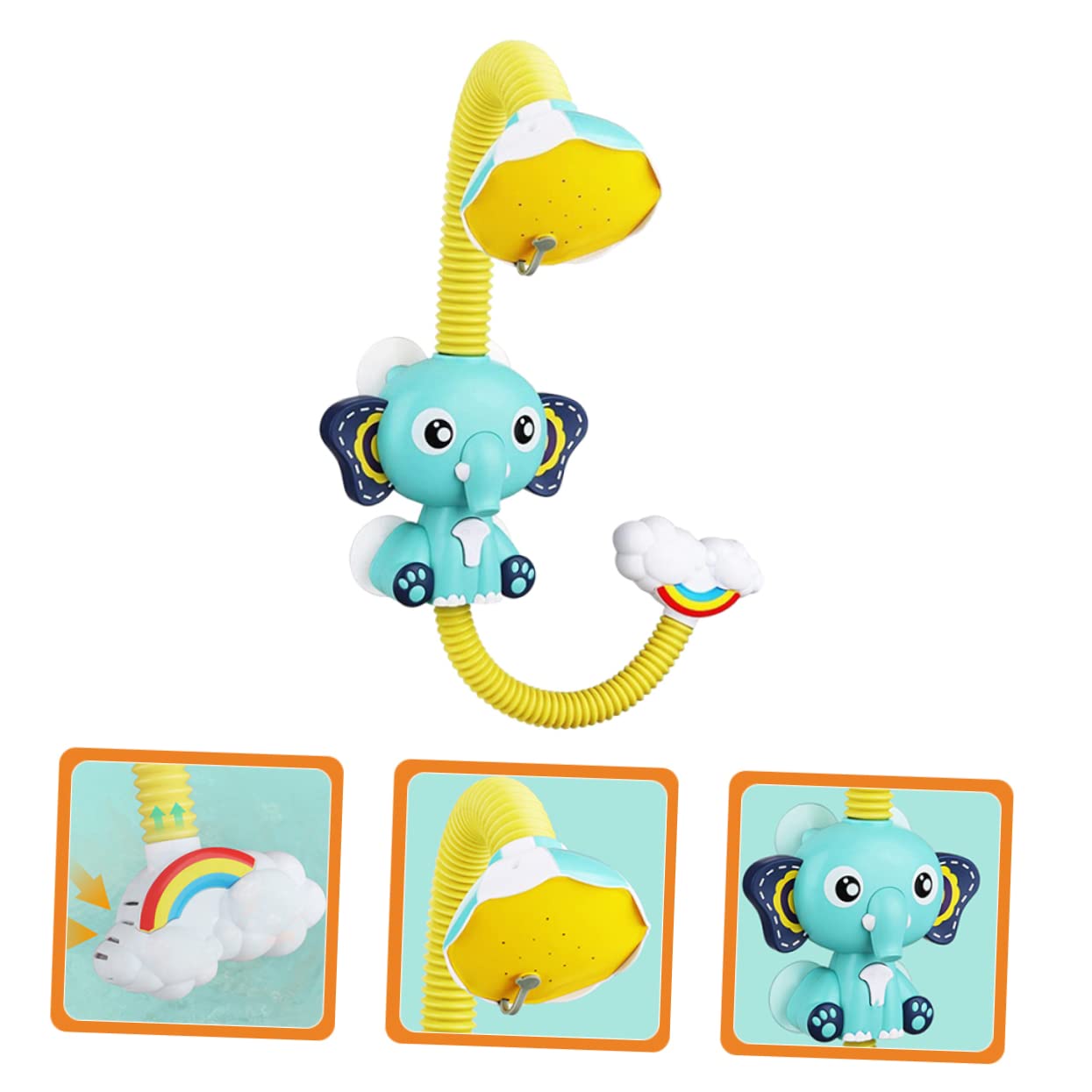 FAVOMOTO 3-Pack Elephant Shower Spray Toys - Fun Bath Time Sprayer for Kids, Water Splash Bathtub Toys for Toddlers (BPA-Free Plastic) - Perfect for Baby Bath Time, Pool Parties & Outdoor Water Play