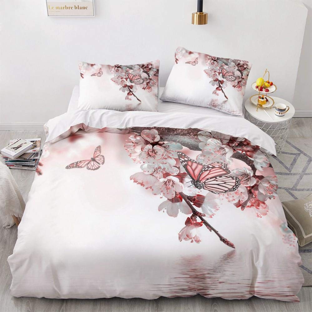 Geekcook 4-Piece 3D Floral Bedding Set - Duvet Cover, Blanket & Pillowcases for Twin, Full, Queen & King Size Beds | Perfect for Wedding Decor, Guest Rooms & Cozy Bedroom Upgrades