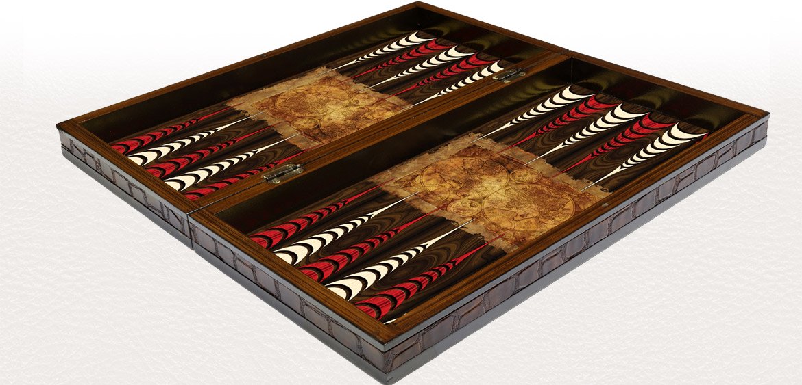 Unique World Map Themed Wood Backgammon Set - 19 Inch Dark Brown Turkish Handcrafted Board Game | Perfect for Game Nights, Travel & Home Decor