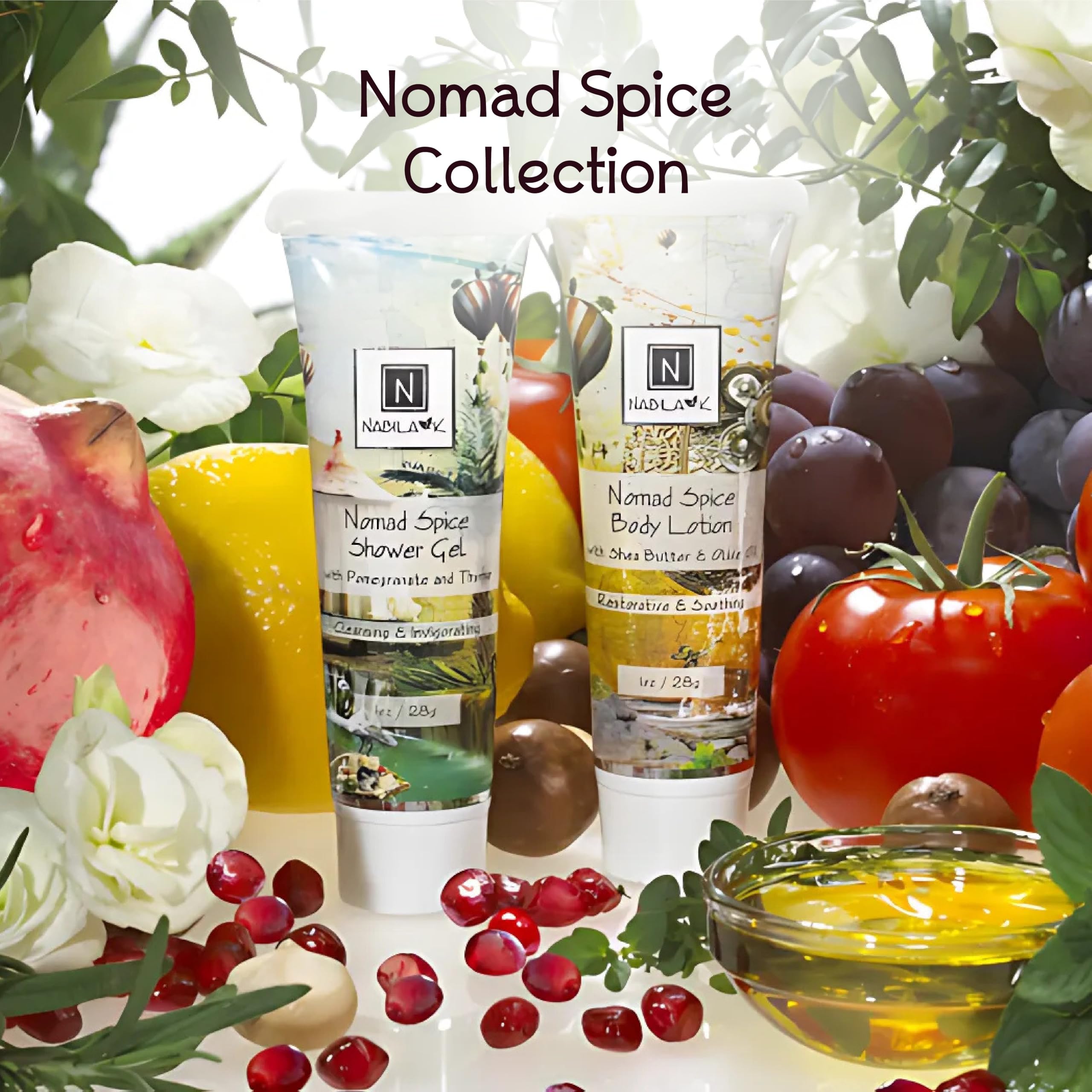 Nomad Spice Body Lotion - Aloe Vera & Shea Butter Moisturizer for Dry Skin - Hydrating Hand, Foot & Body Cream with Olive Oil - Natural Scented Travel Size 1 oz - Perfect for Daily Skincare Routine & On-The-Go Hydration