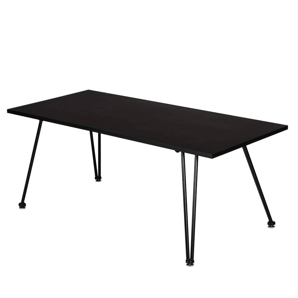 GUOXY Modern Square Black MDF Coffee Table with Iron Legs - 1.5cm Thick Single Layer Design for Living Room, Office & Small Spaces