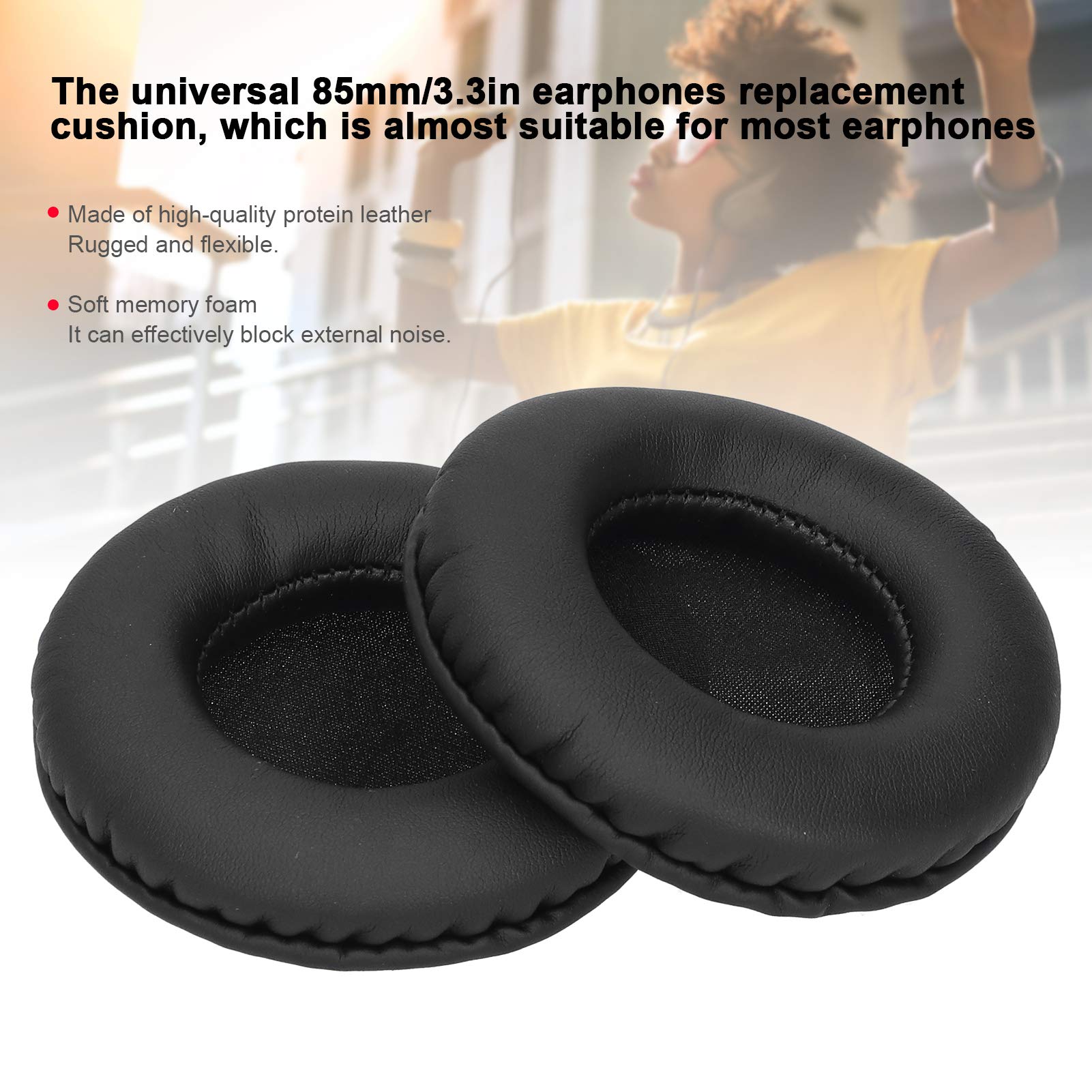 85MM Universal Headphone Ear Cushions Replacement - Soft & Flexible Ear Pads for Comfortable Gaming, Music & Office Use - Compatible with Most Headphones (Black)