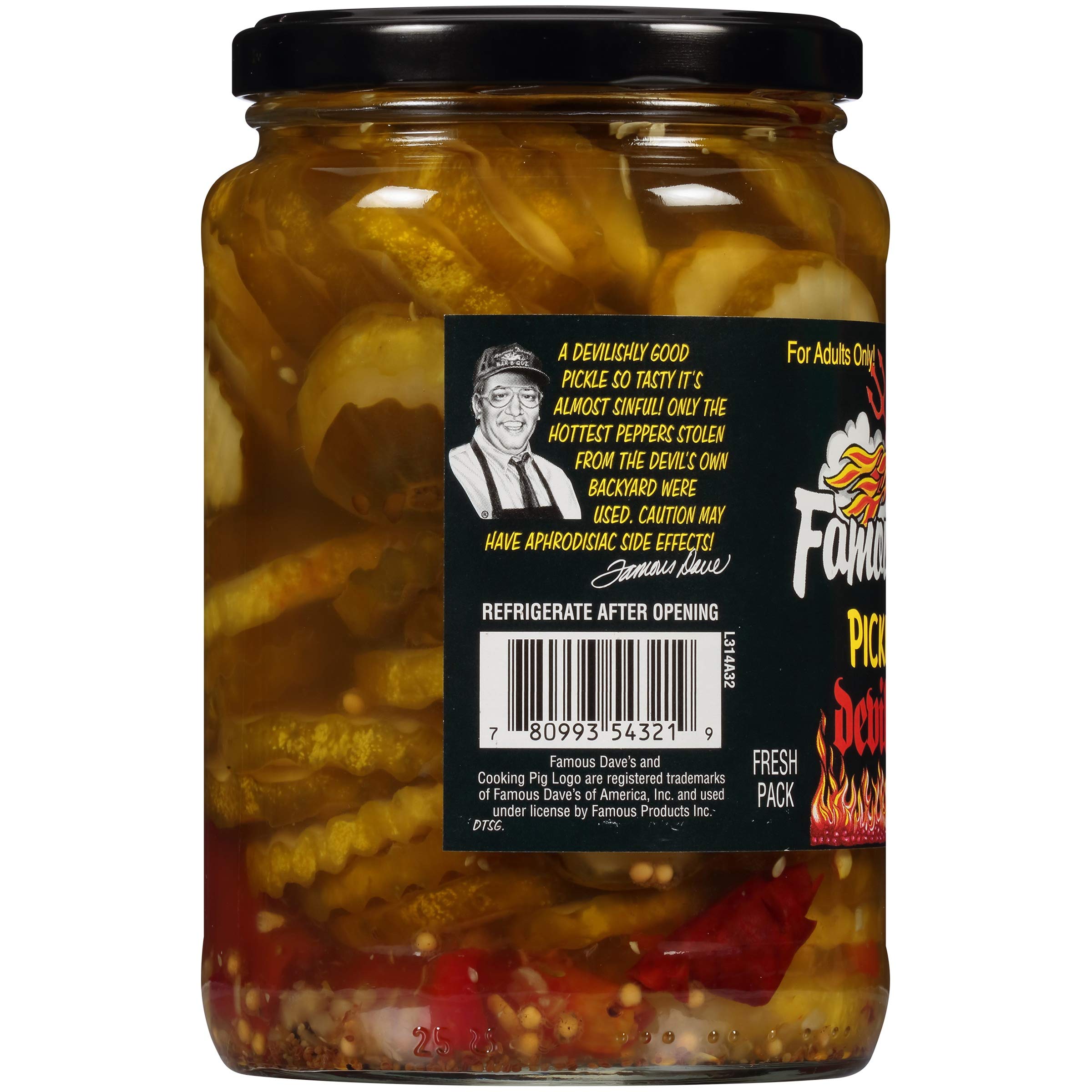 Famous Dave's Devil's Spit Pickle Chips - 24oz Jar (2-Pack) - Spicy Pickle Slices for Burgers, Sandwiches & Snacking - Tangy & Hot Flavor Enhancer