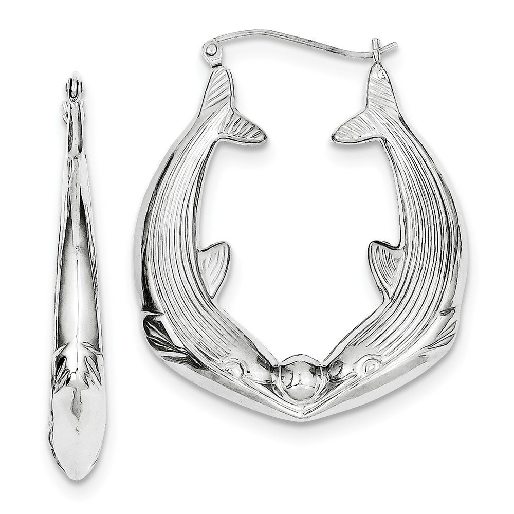 Sterling Silver Rhodium-Plated Dolphin Hoop Earrings for Women - Elegant Marine Jewelry Gift for Beach Lovers & Ocean-Themed Parties