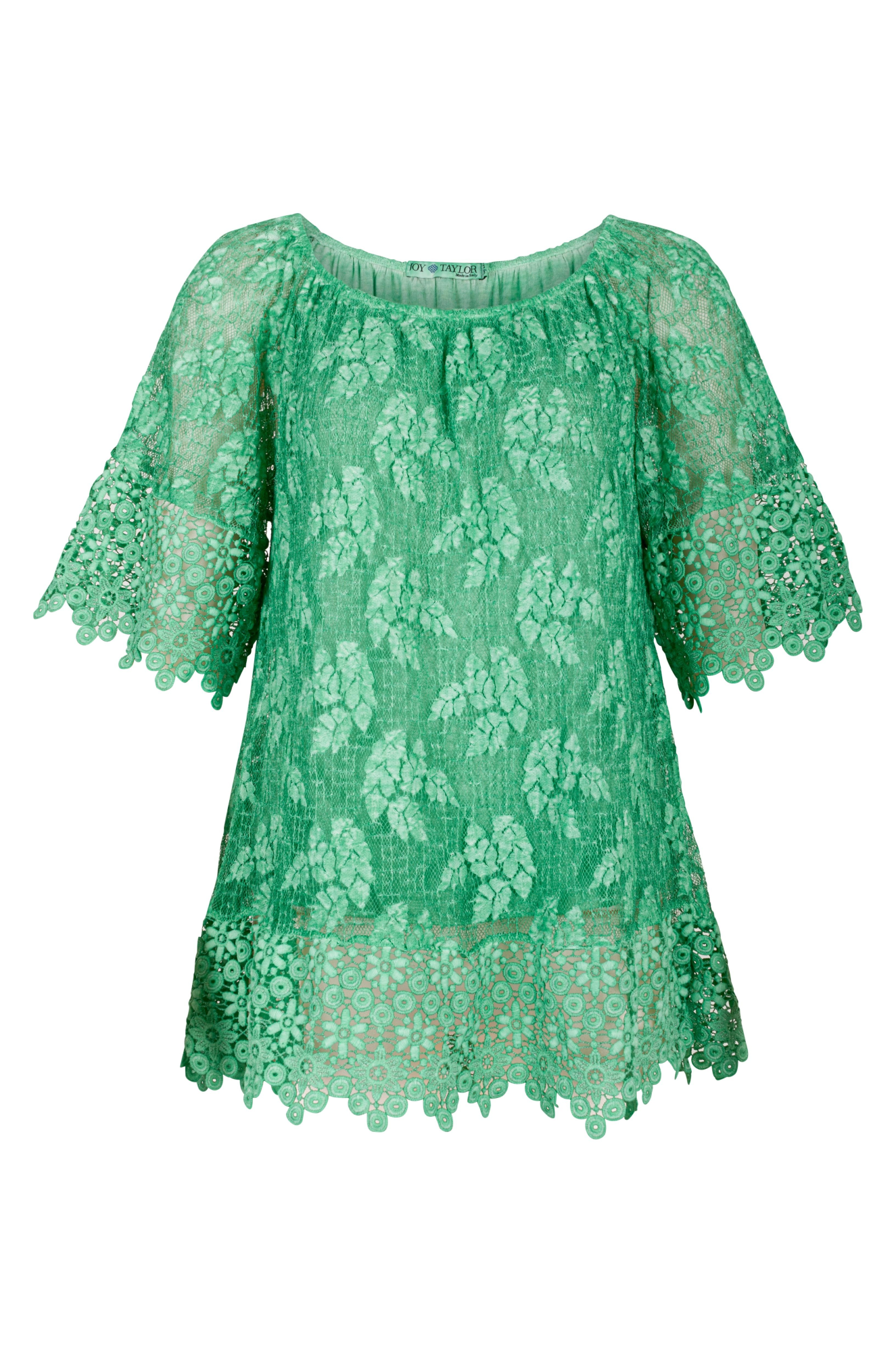 Italian Lace Tunic for Women - Elegant Green Blouse | Perfect for Casual Wear, Office Outfits & Special Occasions
