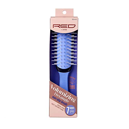 Red by Kiss Volumizing Detangle Non-Slip Brush - 7 Row Styling Brush for Thick Hair & Extensions | Perfect for Salon, Home Use & Travel Styling