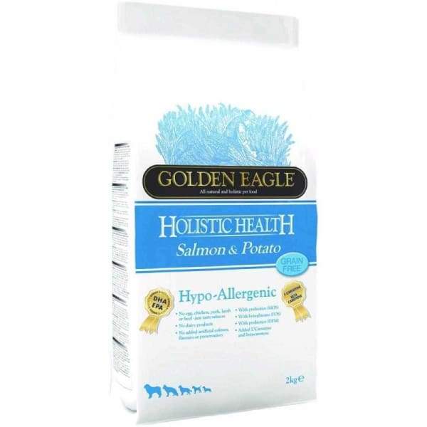 Golden Eagle Grain Free Hypoallergenic Salmon & Potato Dry Dog Food 2kg - Premium All Natural Recipe for Sensitive Stomachs - Perfect for Adult Dogs with Allergies or Digestive Issues