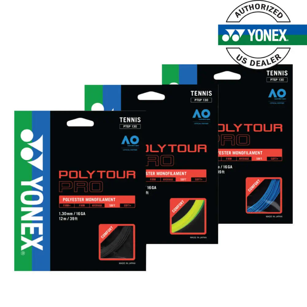 Yonex Polytour Pro 130 Tennis String - 16 Gauge High Performance Polyester String for Tennis Rackets | Perfect for Competitive Play & Tournament Matches
