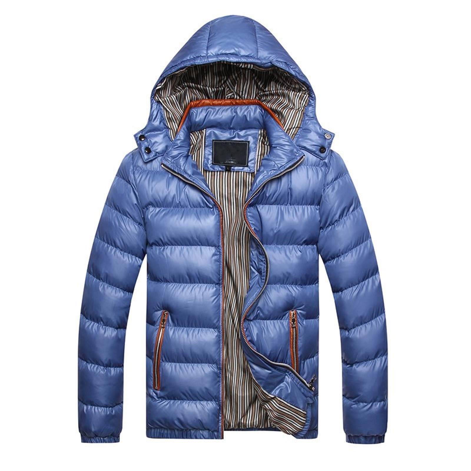 UTPO Lightweight Men's Winter Jacket with Removable Hood - Warm Padded Coat for Cold Weather, Cotton Lined for Comfort - Perfect for Outdoor Activities, Hiking, and Daily Wear