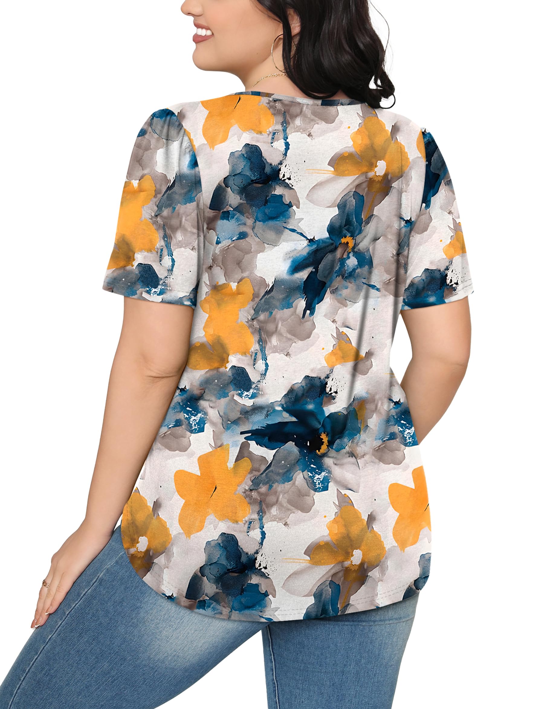 WIHOLL Women's Summer Short Sleeve Shirts - Casual Dressy Tops with Pleated Front - Perfect for Office, Date Night & Weekend Outings