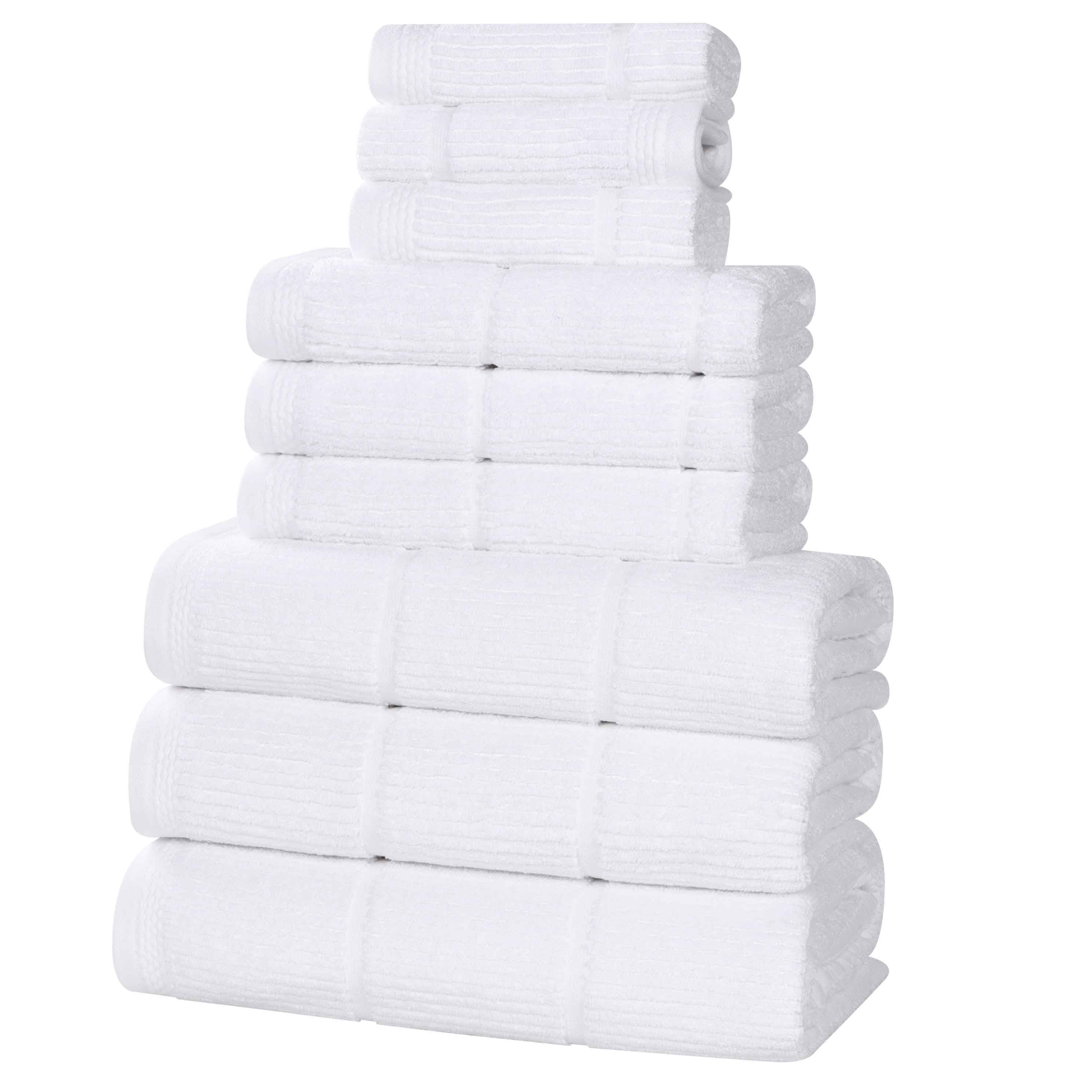 Milo Smart Twist Cotton Solid Ribbed Design 9 Piece Towel Set - Ultra Soft & Absorbent Bath Towels for Spa, Gym & Luxury Home Use