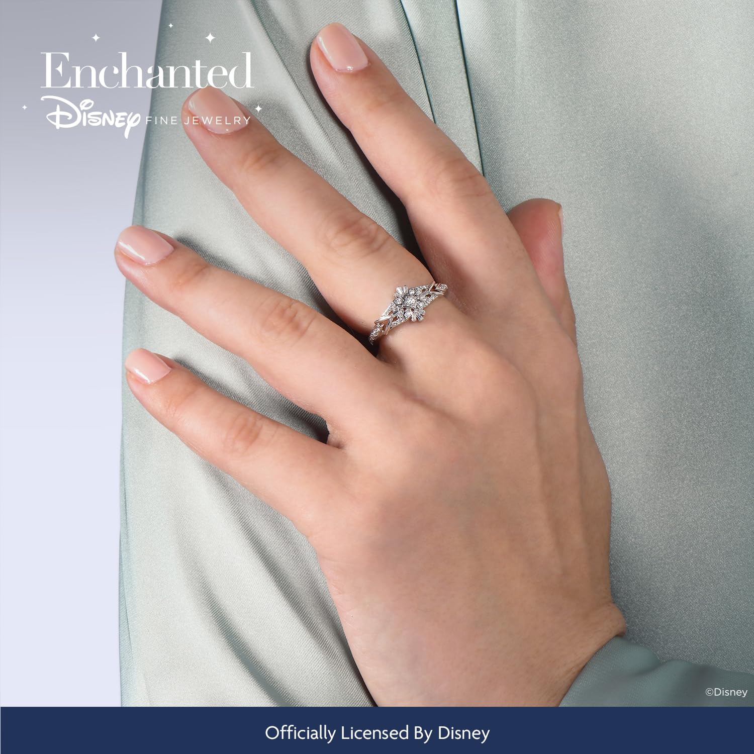 Enchanted Disney Frozen 2 Elsa Sterling Silver Ring with 1/4 Cttw Diamonds - Elegant Jewelry Gift for Women & Girls, Perfect for Birthdays, Anniversaries & Disney Fans