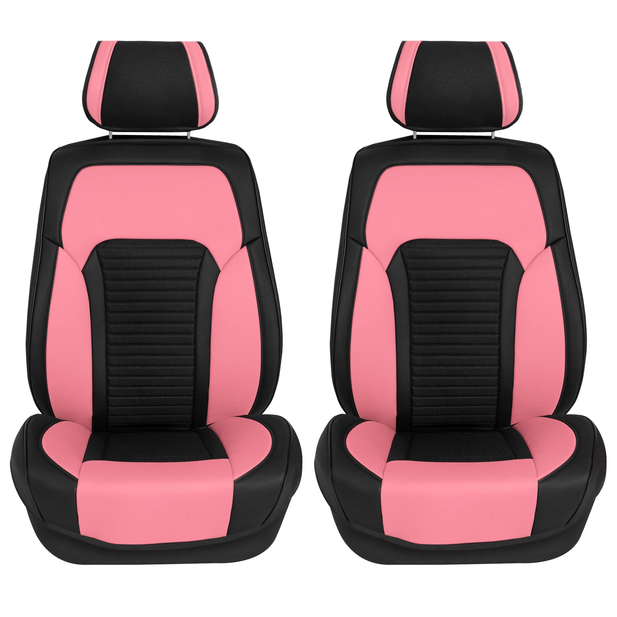 Premium Faux Leather Car Seat Covers - Universal Fit Low Back Design for SUV & Sedan | Airbag Compatible | Soft Pink Car Interior Accessories | Perfect for Commuting, Road Trips & Daily Driving