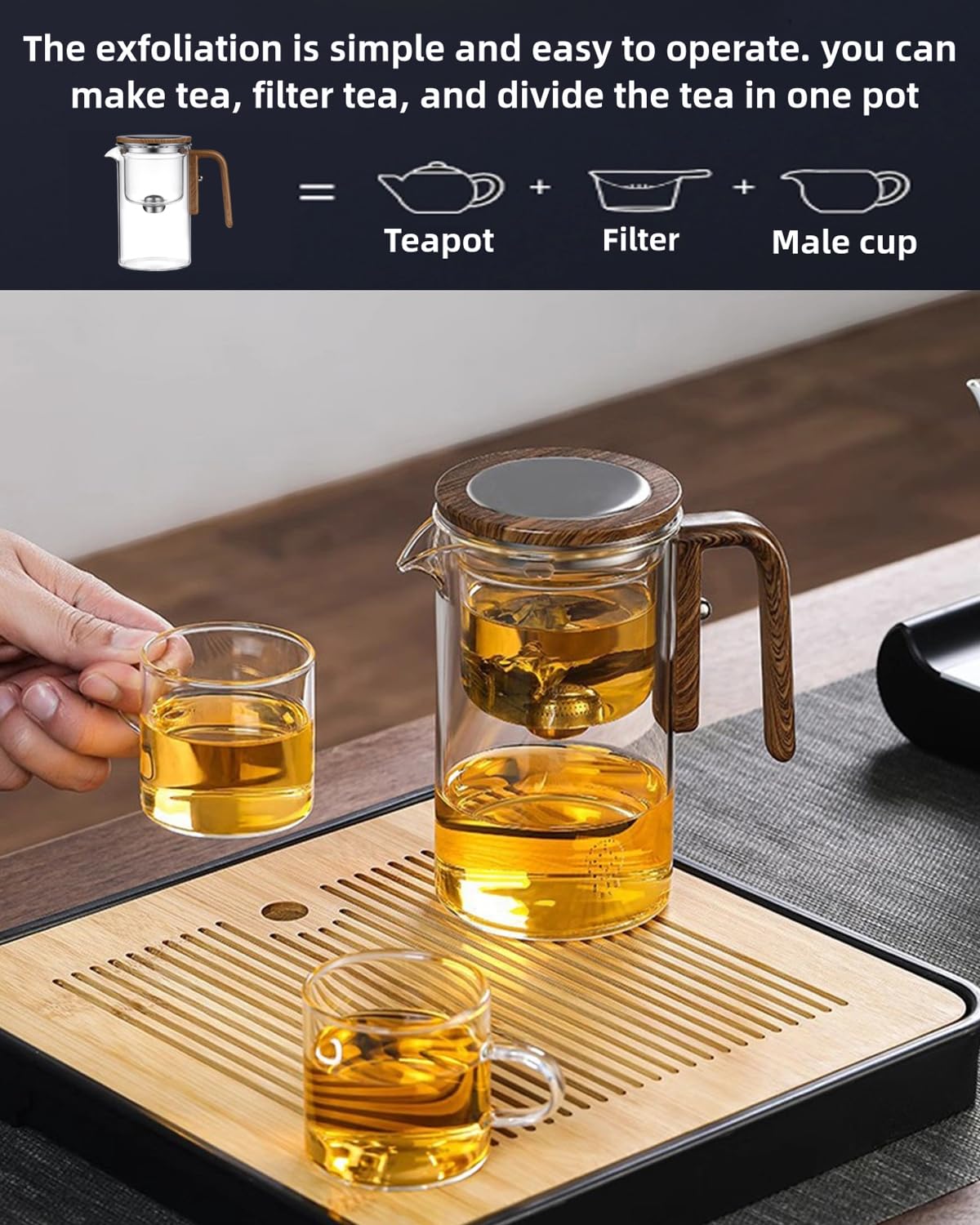 Enchanti Magic Glass Teapot with Strainer & Cup - 520ml (2 Cup) Witchcraft Tea Pot for Loose Leaf Tea - Perfect for Tea Ceremonies, Witchy Aesthetics & Home Decor
