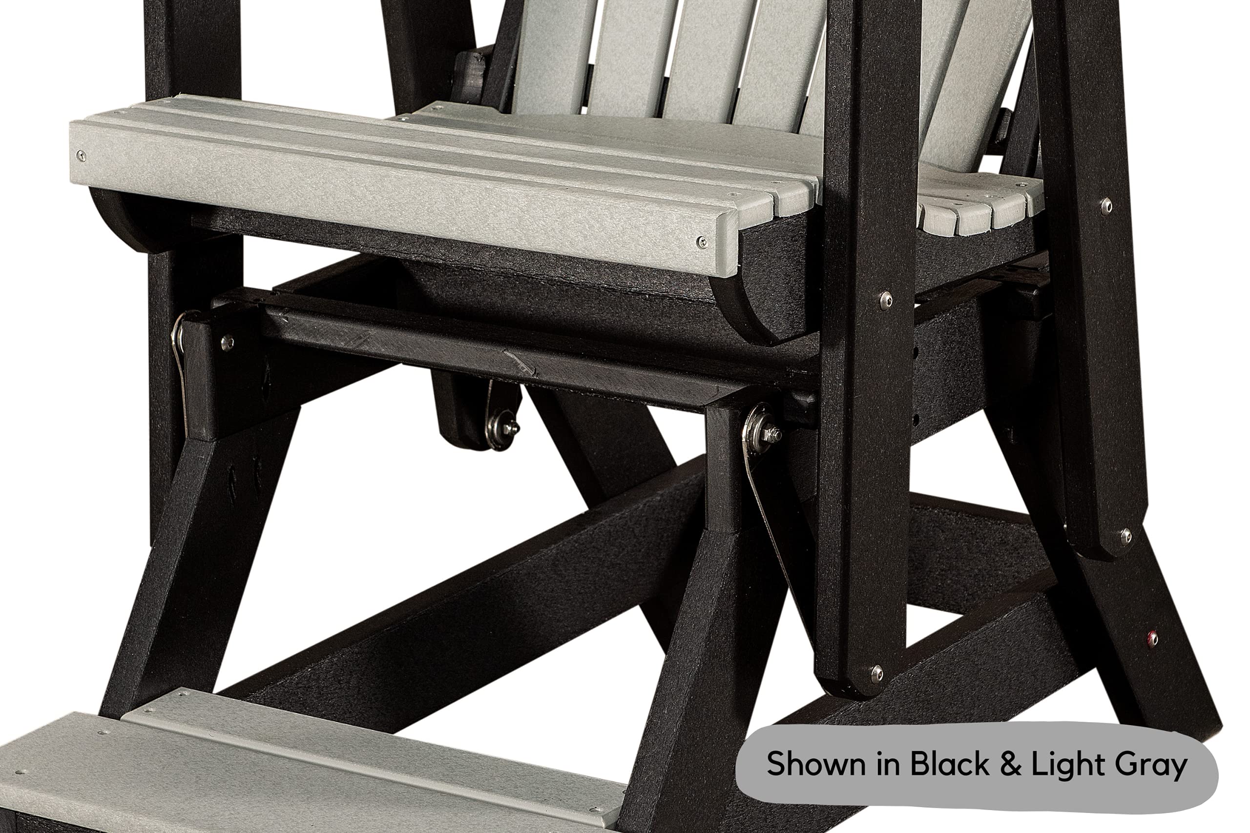 Outdoor Patio Adirondack Glider Chair with Slat Fan Back & Footrest - Black & Cedar - Perfect for Balcony, Garden, and Backyard Relaxation