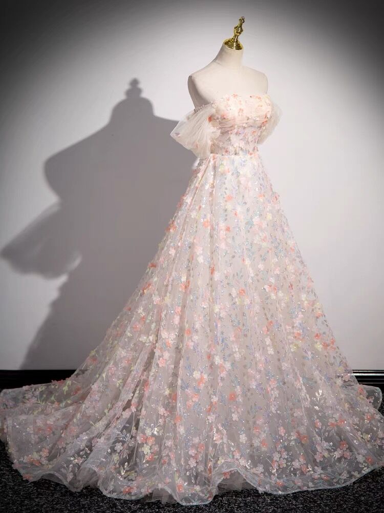 Off The Shoulder A-Line Flora Prom Dress - Sweet Birthday Party Gown J3081 | Elegant Formal Evening Gown for Homecoming, Quinceañera, Wedding Guest & Special Occasions