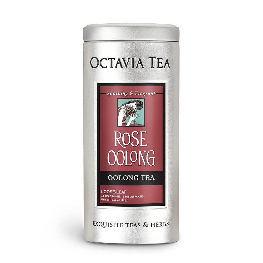 Premium Octavia Tea Rose Oolong Loose Leaf Tea - 1.23oz Tin Can | Floral Aromatic Oolong Tea for Relaxation, Afternoon Tea & Gift Giving