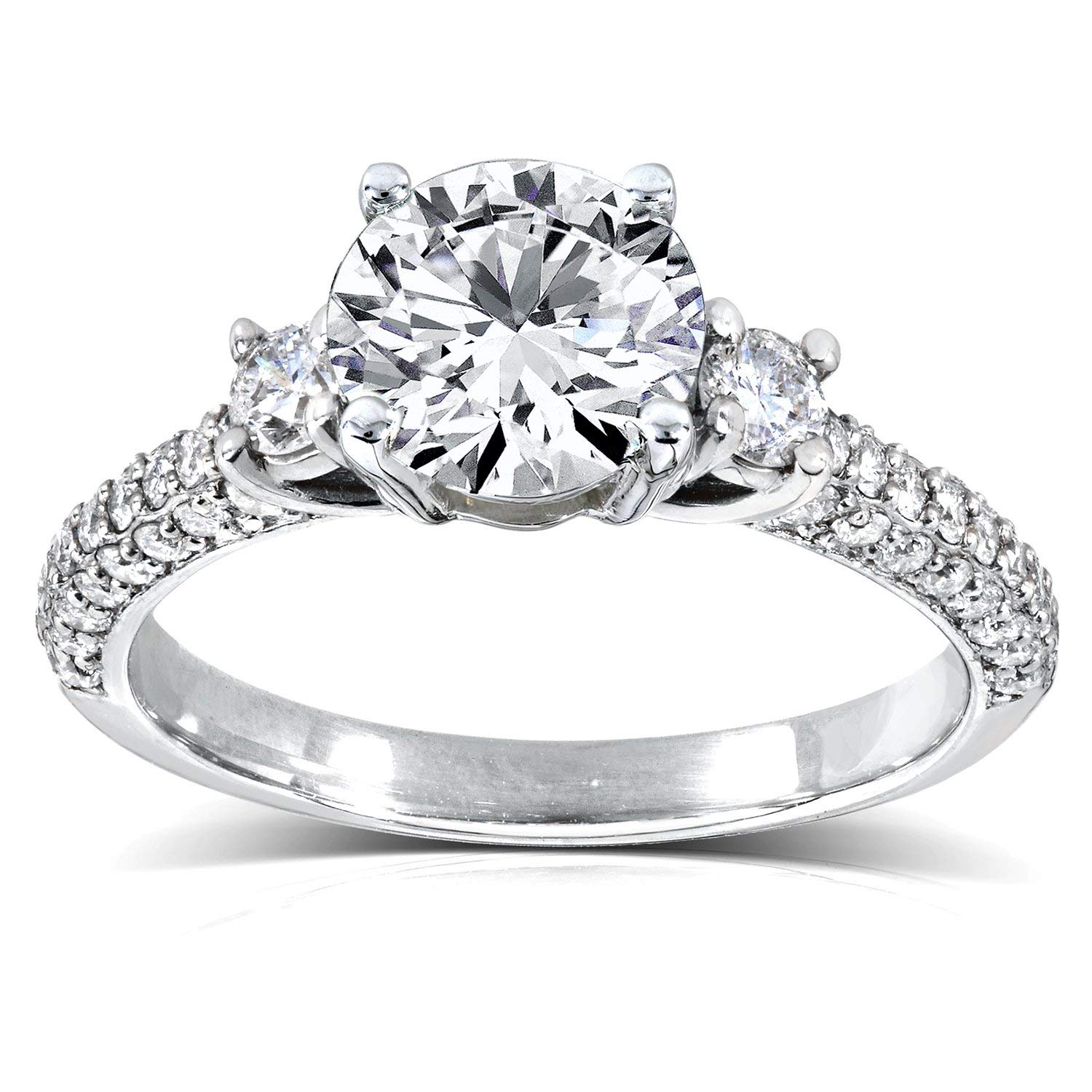 1 Carat Round Cut Diamond Engagement Ring in 14K White Gold - 1.5 CTW Total Weight, Elegant Solitaire Wedding Band for Proposals, Anniversaries & Special Occasions