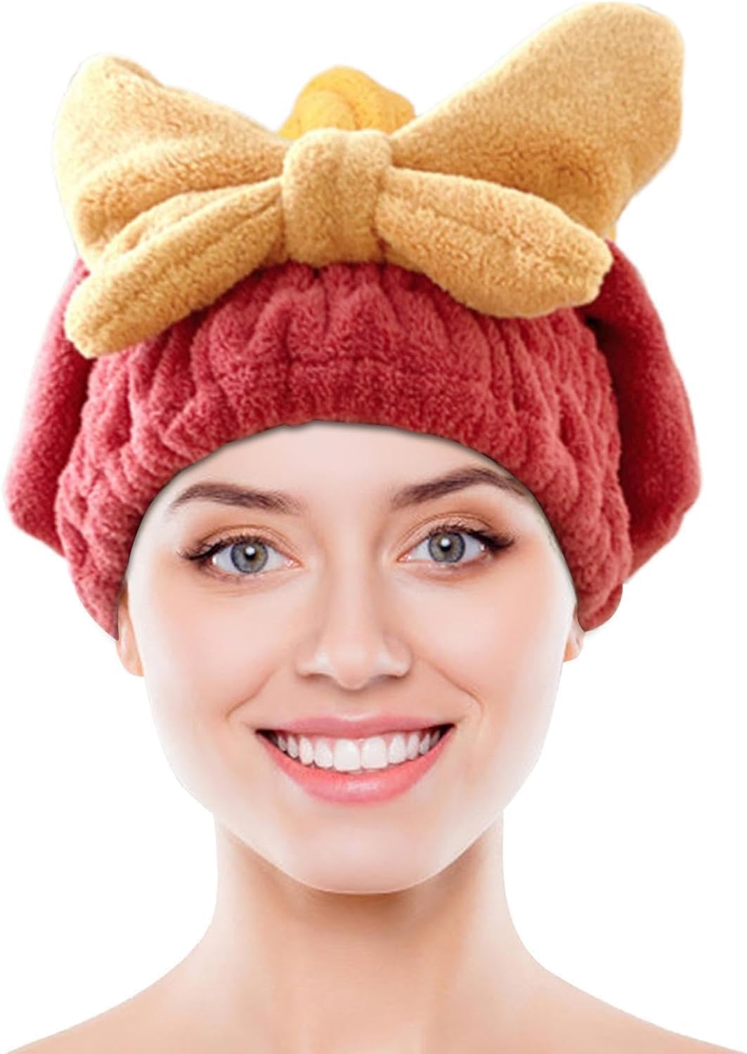 Jaimin Creation Super Absorbent Microfiber Hair Towel Wrap for Women - Fast Drying Hair Turban with Bow Knot (Multi Color) - Perfect for Wet Hair After Shower, Swimming or Salon Styling