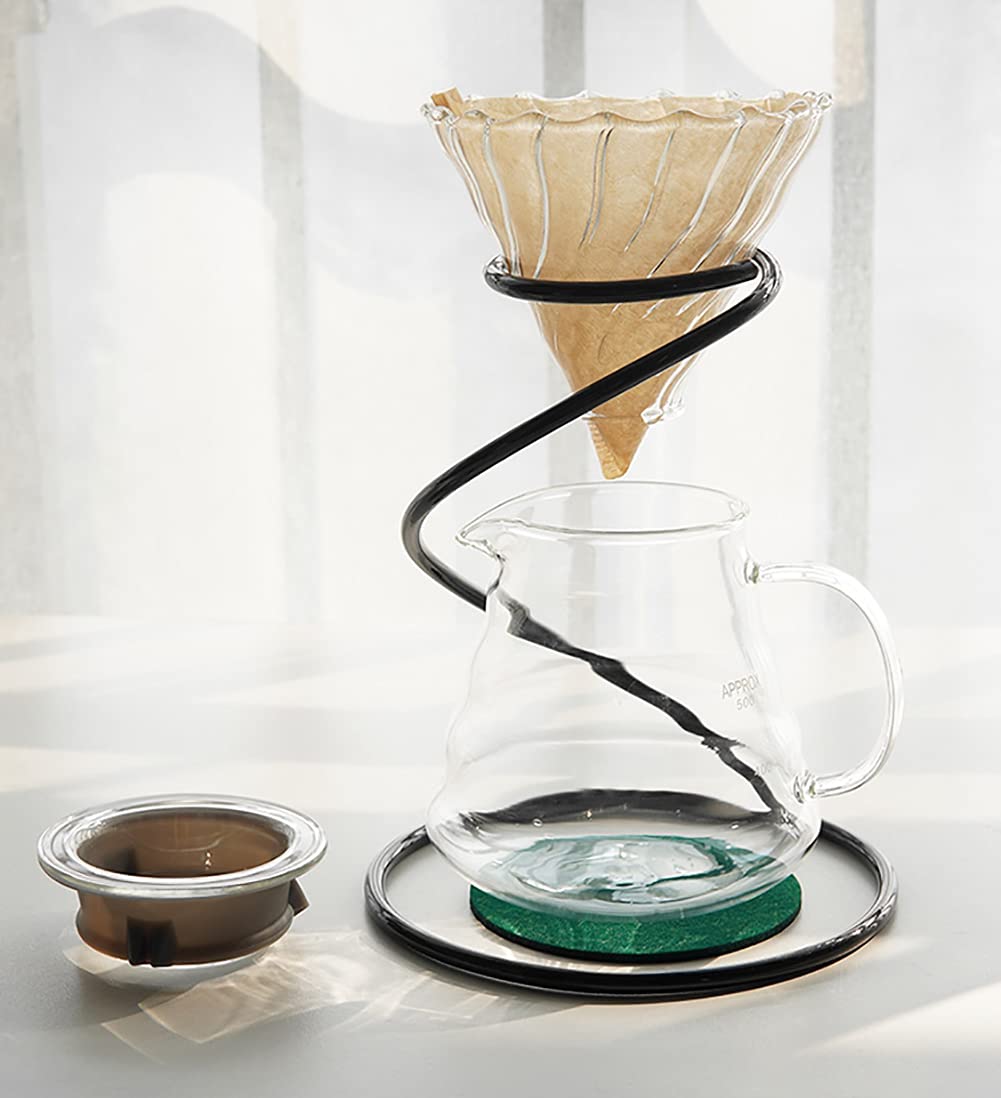 Premium Pour Over Coffee Maker Set - Glass Dripper, Metal Stand, 600ml Heat-Resistant Server & 40 Filters | 4-in-1 Kit for Home, Office & Camping | Specialty Coffee Brewing Equipment for Baristas & Coffee Lovers