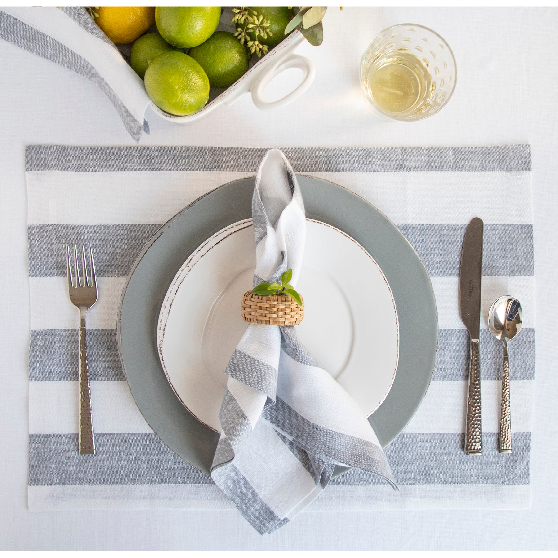 Premium Cabana Stripe Cotton Napkins Set of 12 - Soft & Absorbent for Beach Parties, Picnics & Outdoor Dining - Blue & White Striped Decorative Table Linens