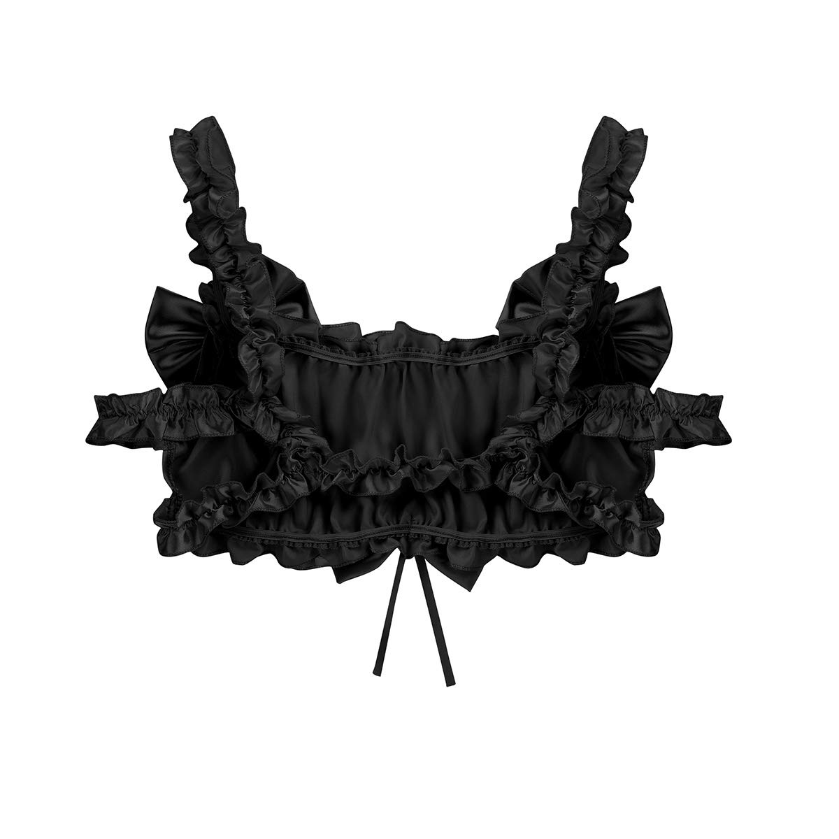 ACSUSS Sissy Men's Frilly Satin Training Bra - Wire-Free Bralette for Crossdressers & Cosplay - Comfortable Crop Top for Crossdressing, Drag Shows & Gender Expression